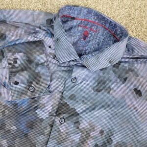 Visconti Black Mens 3XLB Multicolor AOP Geometric Performance Button Down LS